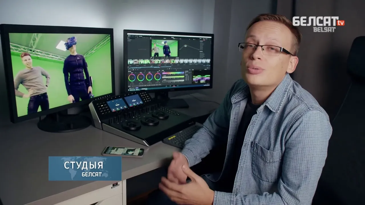 Presenter of Device in a television studio